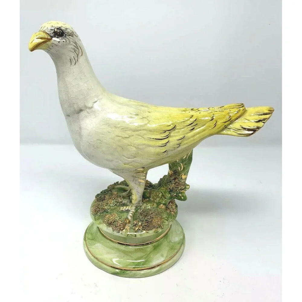 Vintage Freeman Leidy Majolica Ceramic Bird Sculpture 9 3/4